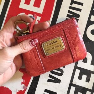 Fossil small wallet/change purse red leather